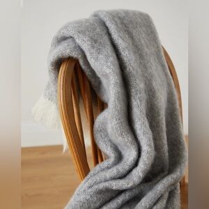 New +tag Foxford Croagh Patrick Ivory Grey Mohair Blanket Throw Blanket Ireland